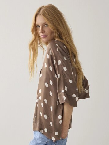 Summum Woman Top irregular dots khaki