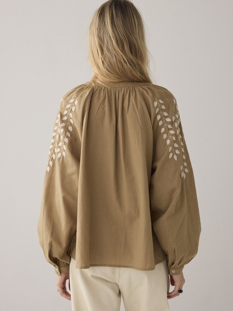 Summum Woman Blouse cotton branches khaki Summum Woman