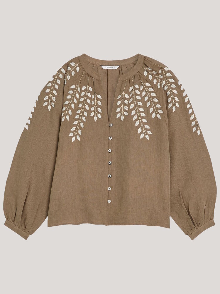 Summum Woman Blouse cotton branches khaki Summum Woman