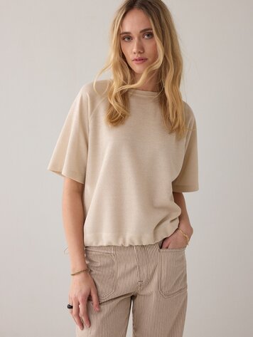 Summum Woman Top boxy tee sparkle ivory