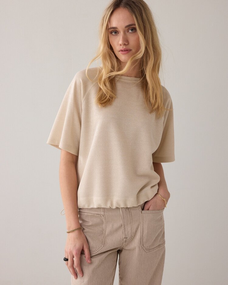 Summum Woman Top boxy tee sparkle ivory Summum Woman