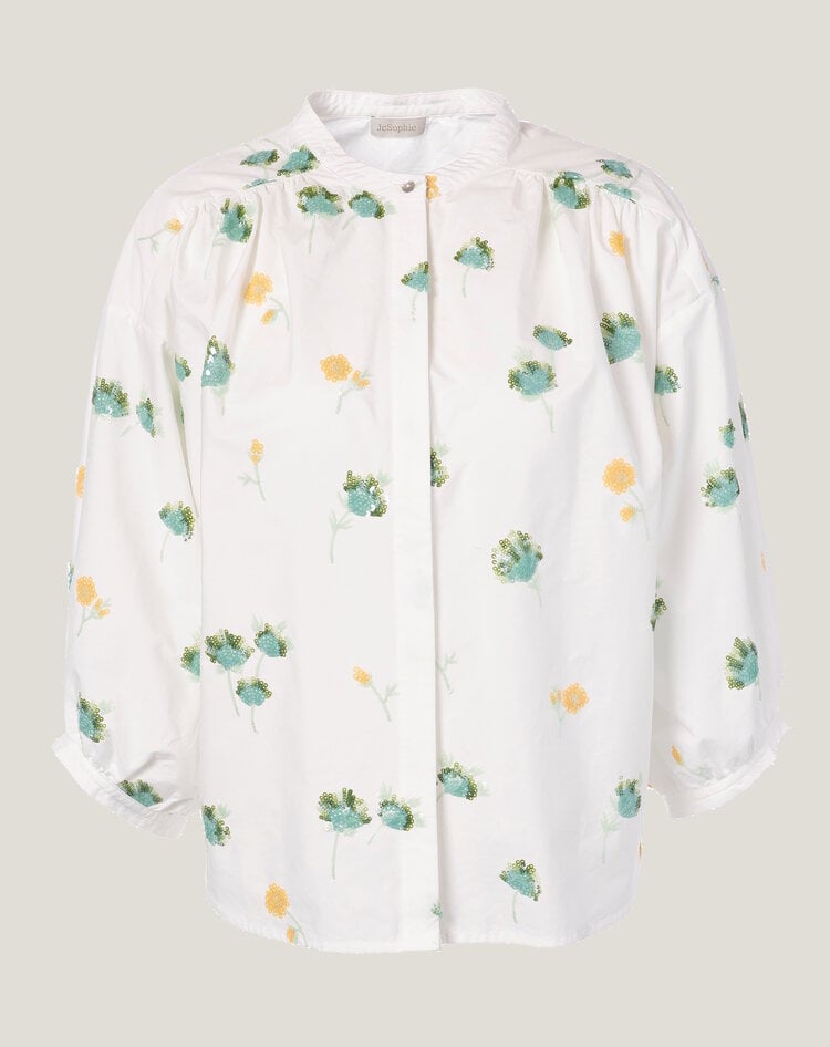 JcSophie Luna blouse green flower sequins JcSophie