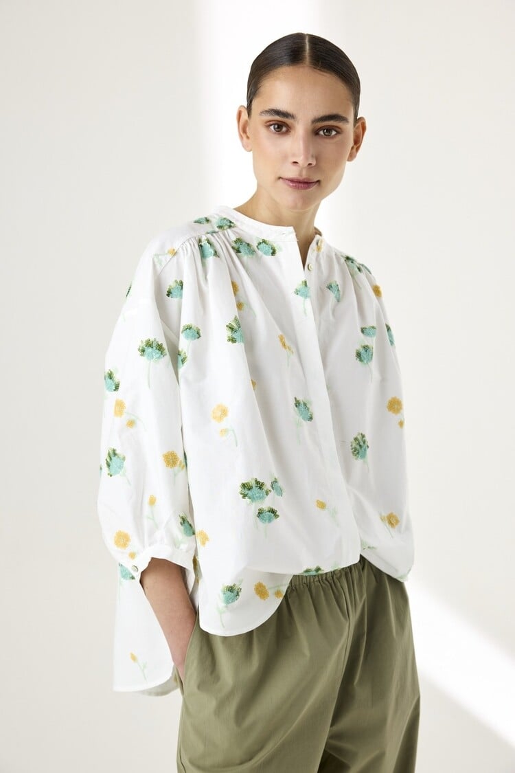 JcSophie Luna blouse green flower sequins JcSophie