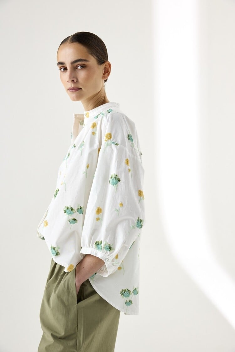 JcSophie Luna blouse green flower sequins JcSophie