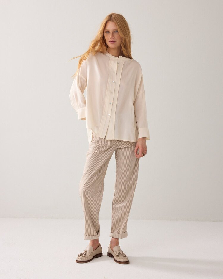 Summum Woman Tapered pant cotton stripe twill khaki Summum Woman