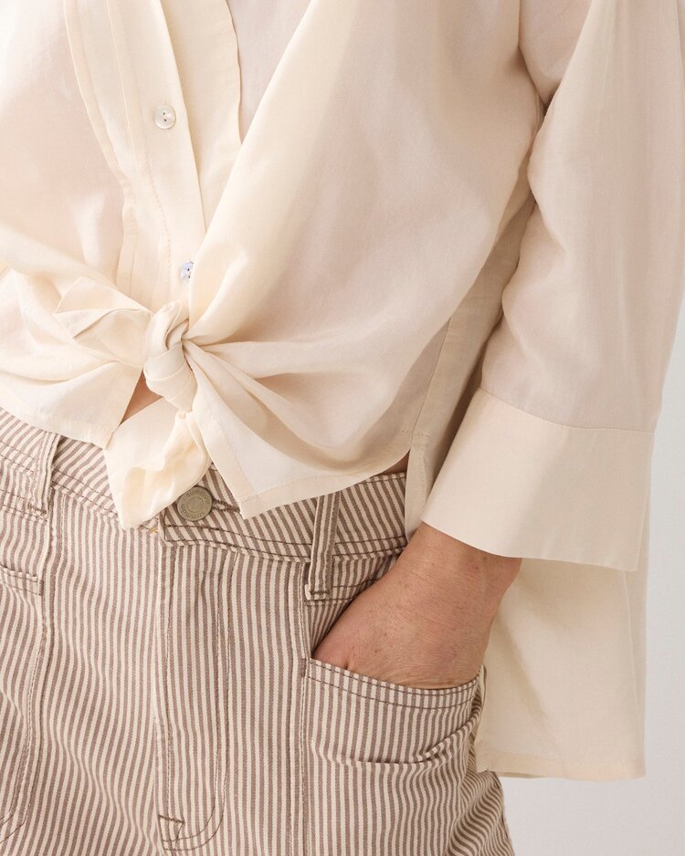 Summum Woman Tapered pant cotton stripe twill khaki Summum Woman