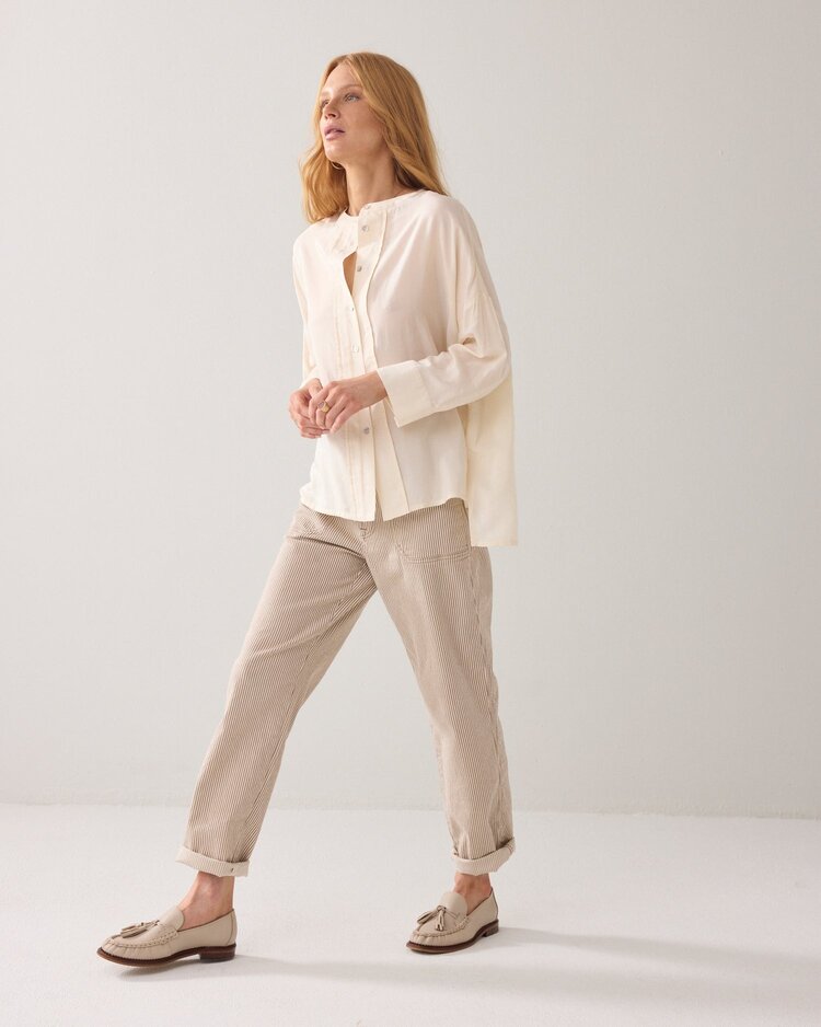 Summum Woman Tapered pant cotton stripe twill khaki Summum Woman