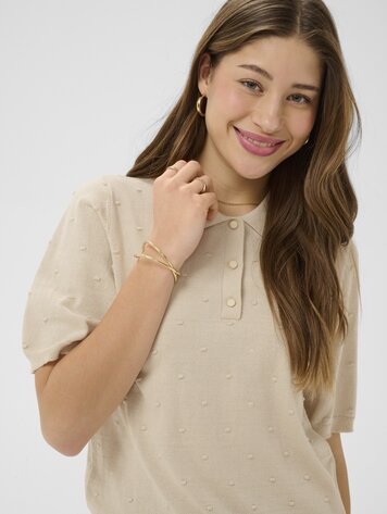Cream Hanne knit polo oatmeal