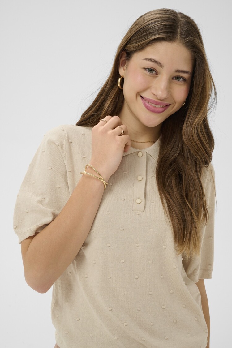 Cream CRHanne knit polo oatmeal Cream