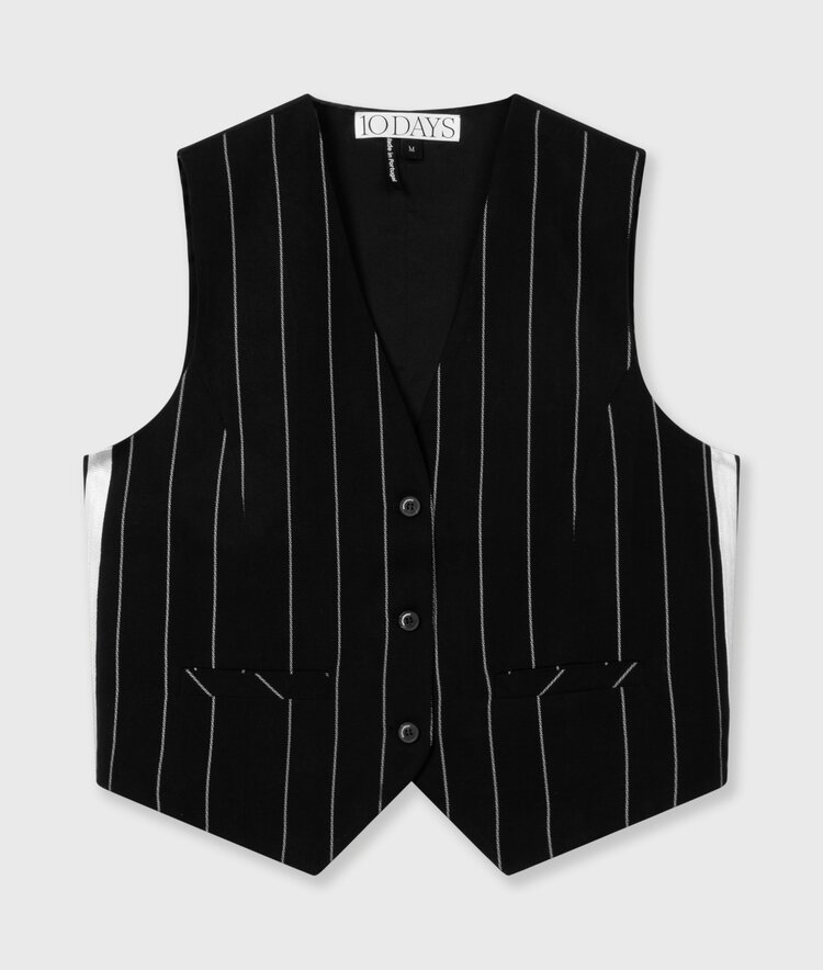 10DAYS Gilet pinstripe black 10Days