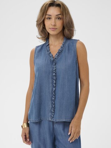Cream Molly sleeveless blouse jaspar blue denim