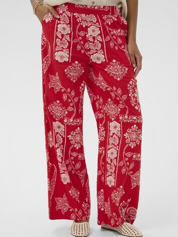 Cream Gianna pant red ethnic print
