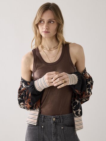 Summum Woman Rib tanktop cotton coffee