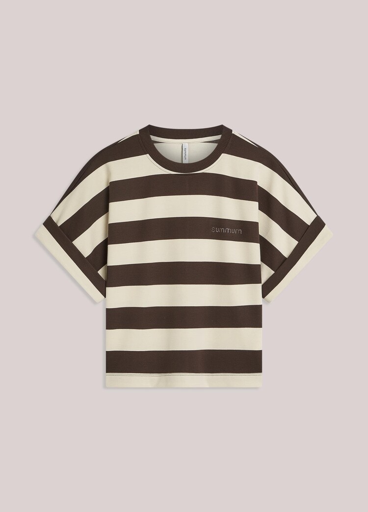 Summum Woman Top big stripe heavy jersey coffee Summum Woman