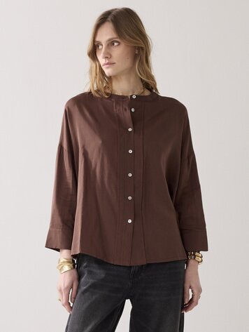 Summum Woman Blouse viscose cotton coffee