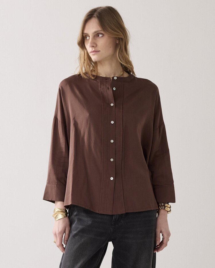 Summum Woman Blouse viscose cotton coffee