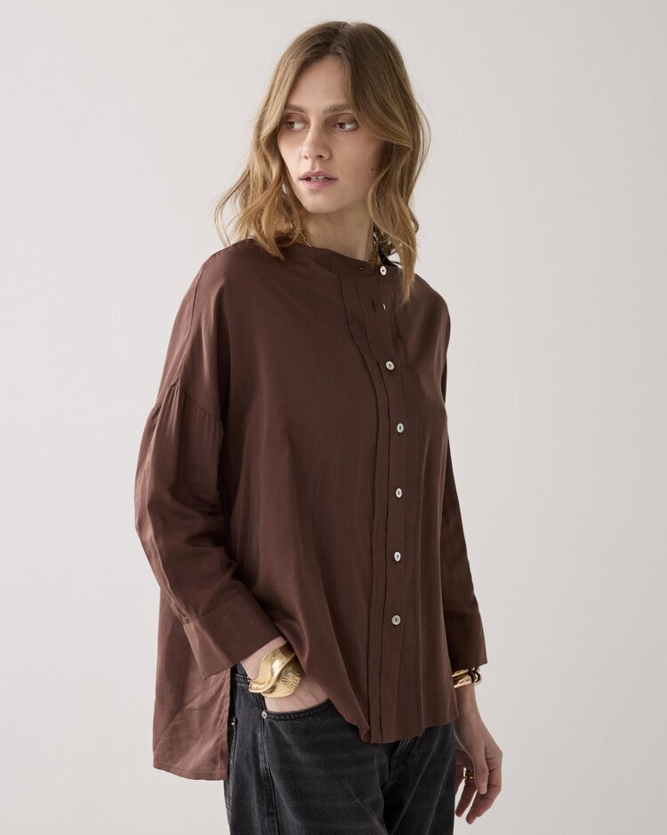 Summum Woman Blouse viscose cotton coffee