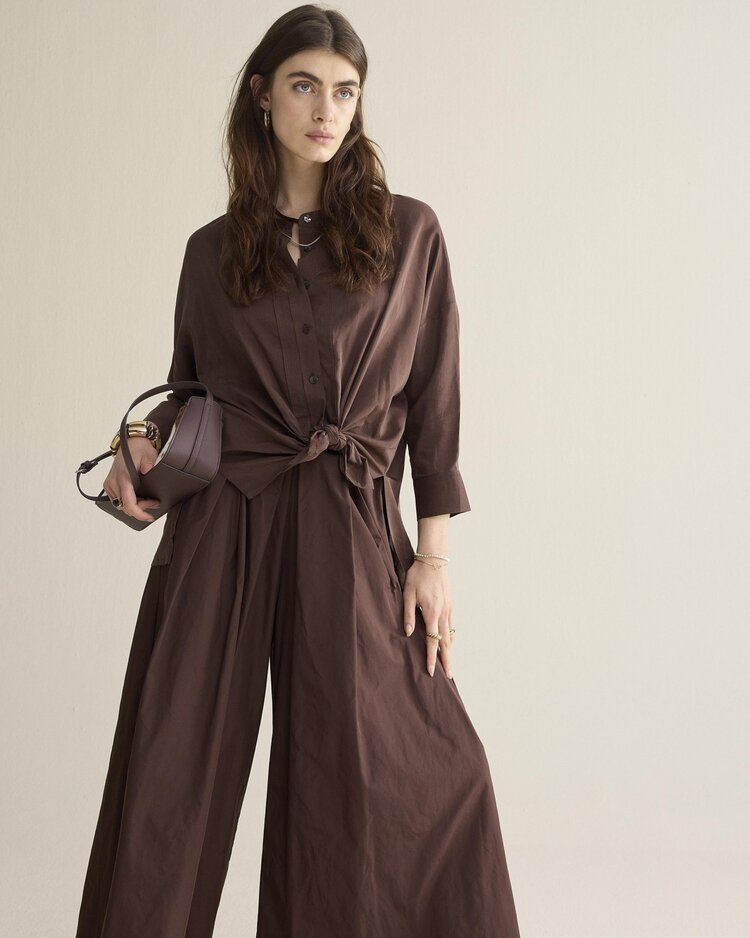 Summum Woman Blouse viscose cotton coffee