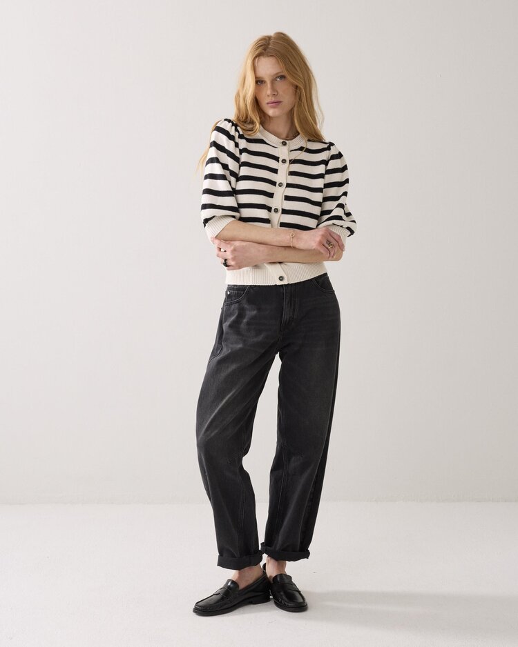 Summum Woman Cardigan striped cotton blend knit ivory Summum Woman