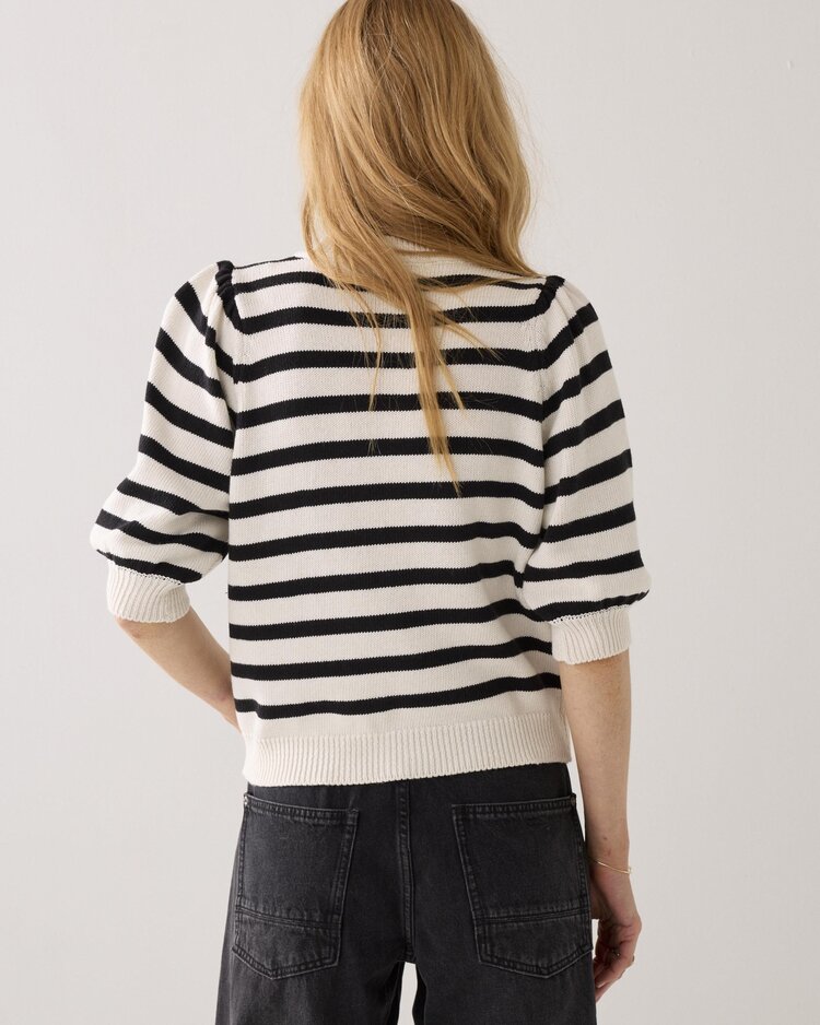 Summum Woman Cardigan striped cotton blend knit ivory Summum Woman