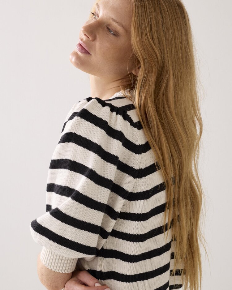 Summum Woman Cardigan striped cotton blend knit ivory Summum Woman