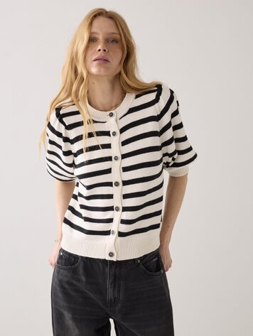 Summum Woman Cardigan striped cotton blend knit ivory