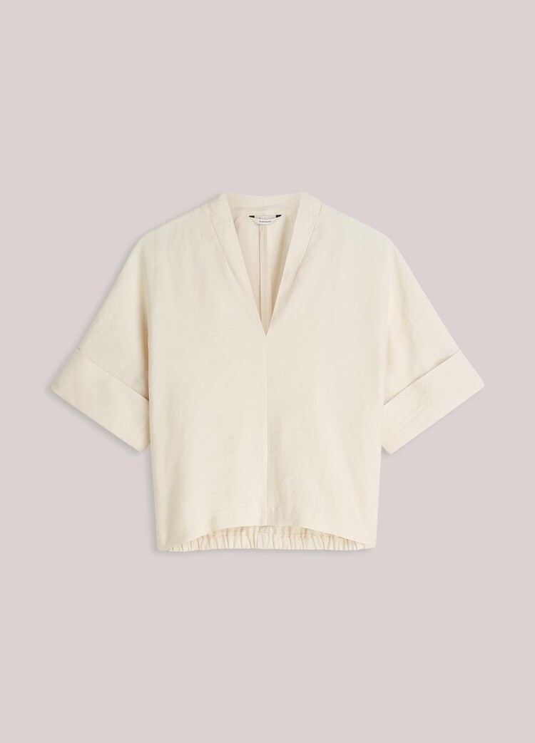Summum Woman Top short sleeves modal linen blend ivory Summum Woman
