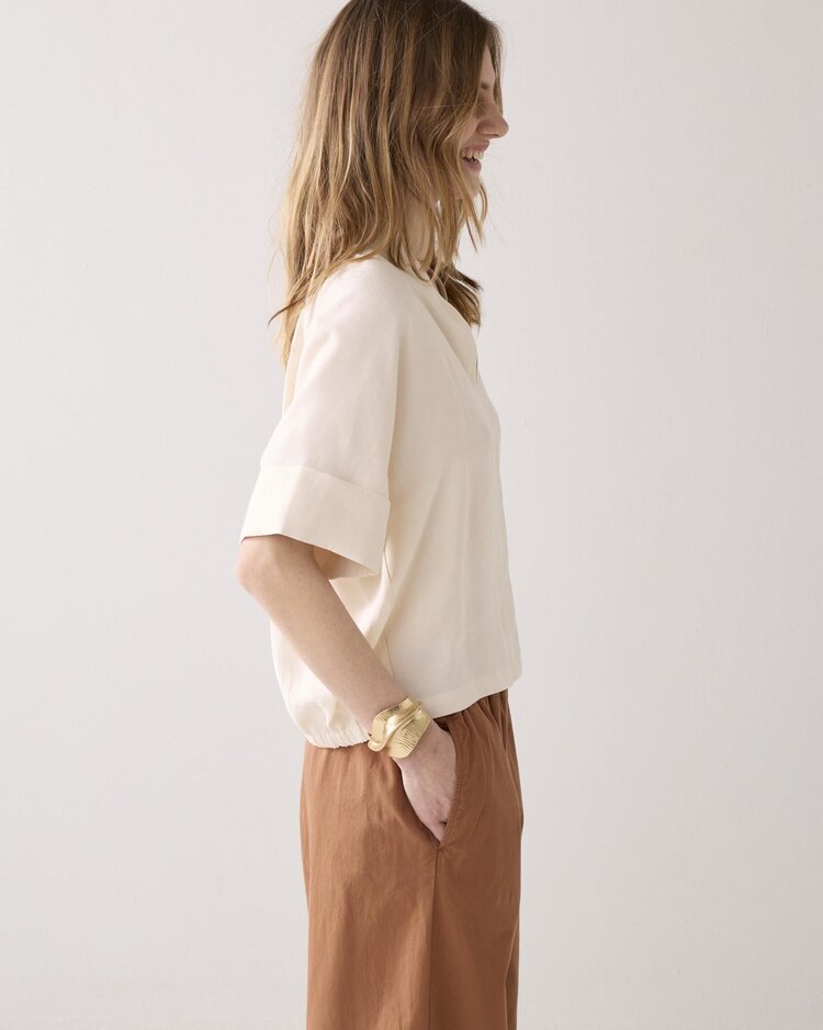 Summum Woman Top short sleeves modal linen blend ivory Summum Woman