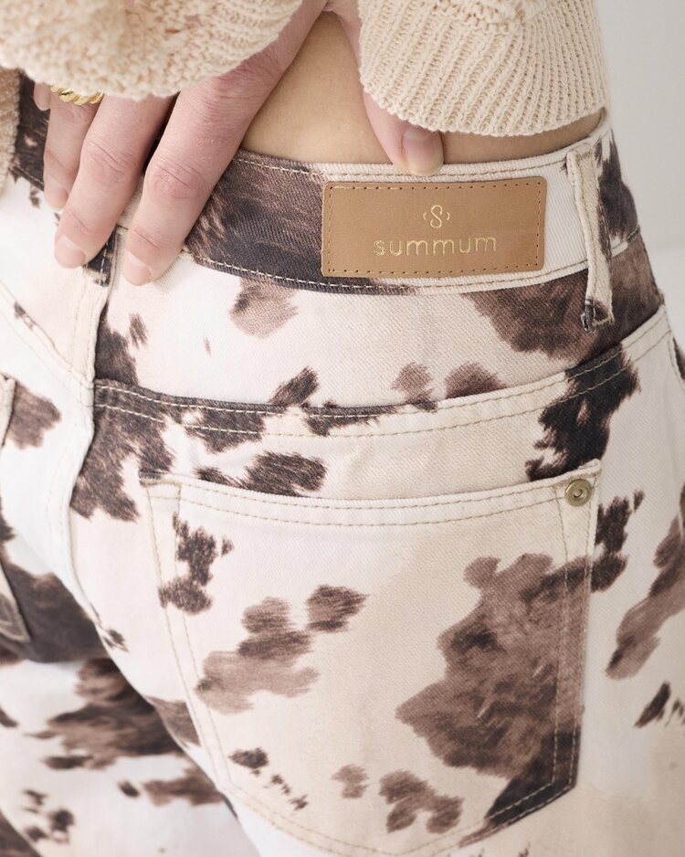 Summum Woman Baggy straight pant cow printed twill multicolour Summum Woman