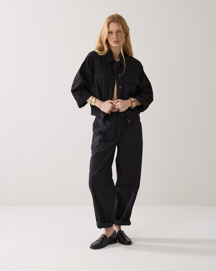 Summum Woman Loose pant breezy cotton canvas black Summum Woman