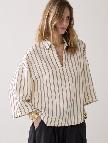 Summum Woman Top chenille stripe ivory black