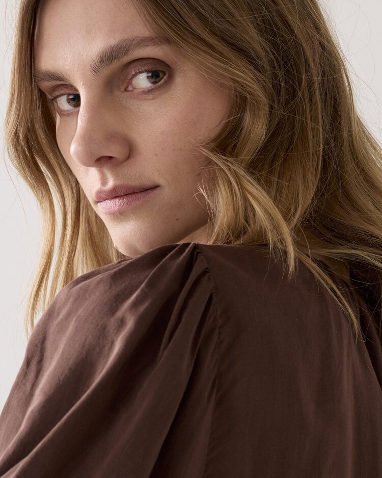 Summum Woman Top ballon sleeves viscose cotton coffee Summum Woman