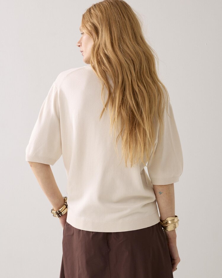 Summum Woman Top short sleeve soft viscose polyamide knit ivory Summum Woman