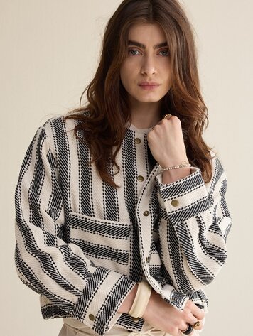 Summum Woman Jacket stripe black ivory