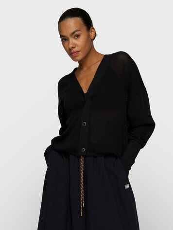 10DAYS V-neck cardigan mesh black