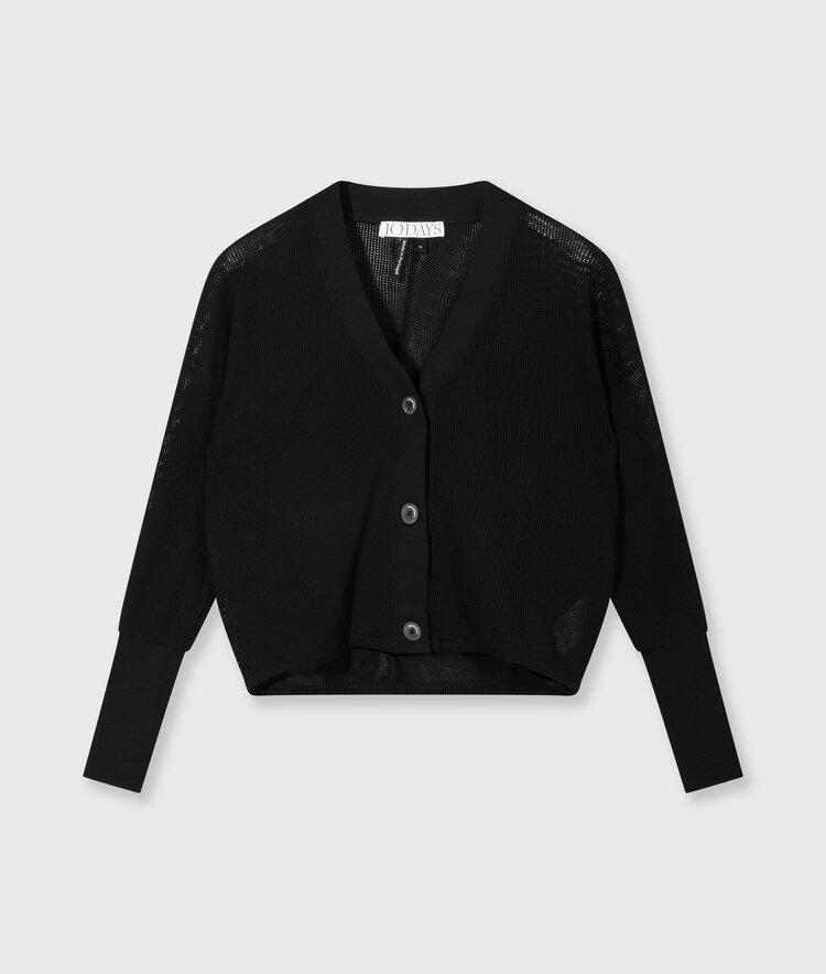 10DAYS V-neck cardigan mesh black 10Days