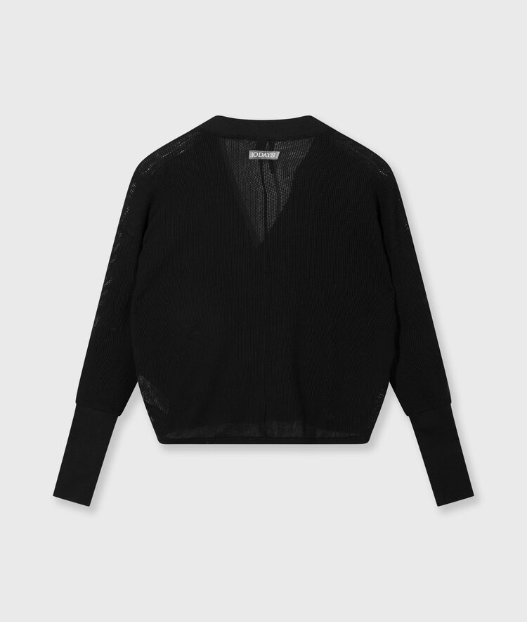 10DAYS V-neck cardigan mesh black 10Days