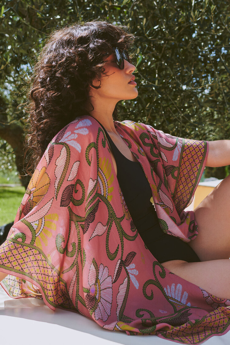 One Hundred Stars Throwover Giant Kantha Dusk Pink One Hundred Stars