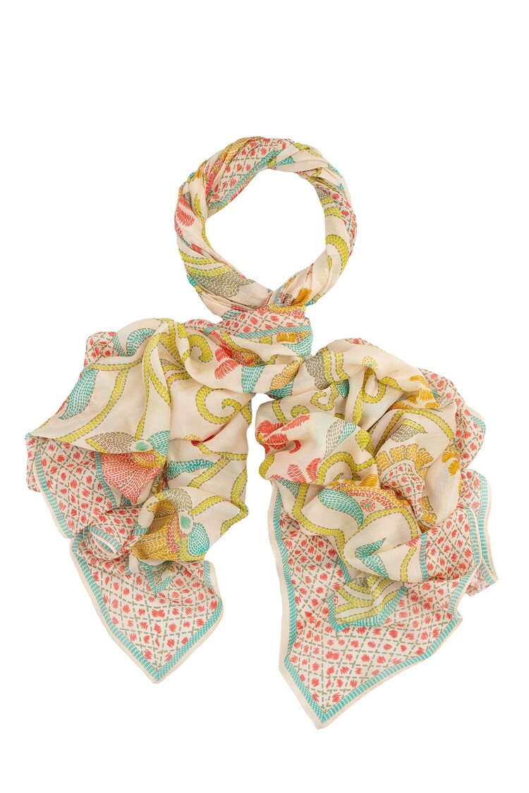 One Hundred Stars Scarf Giant Kantha Lime One Hundred Stars