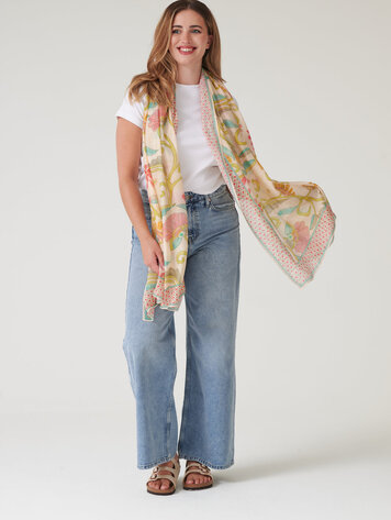 One Hundred Stars Scarf Giant Kantha Lime