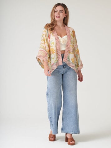 One Hundred Stars Kimono Giant Kantha Lime