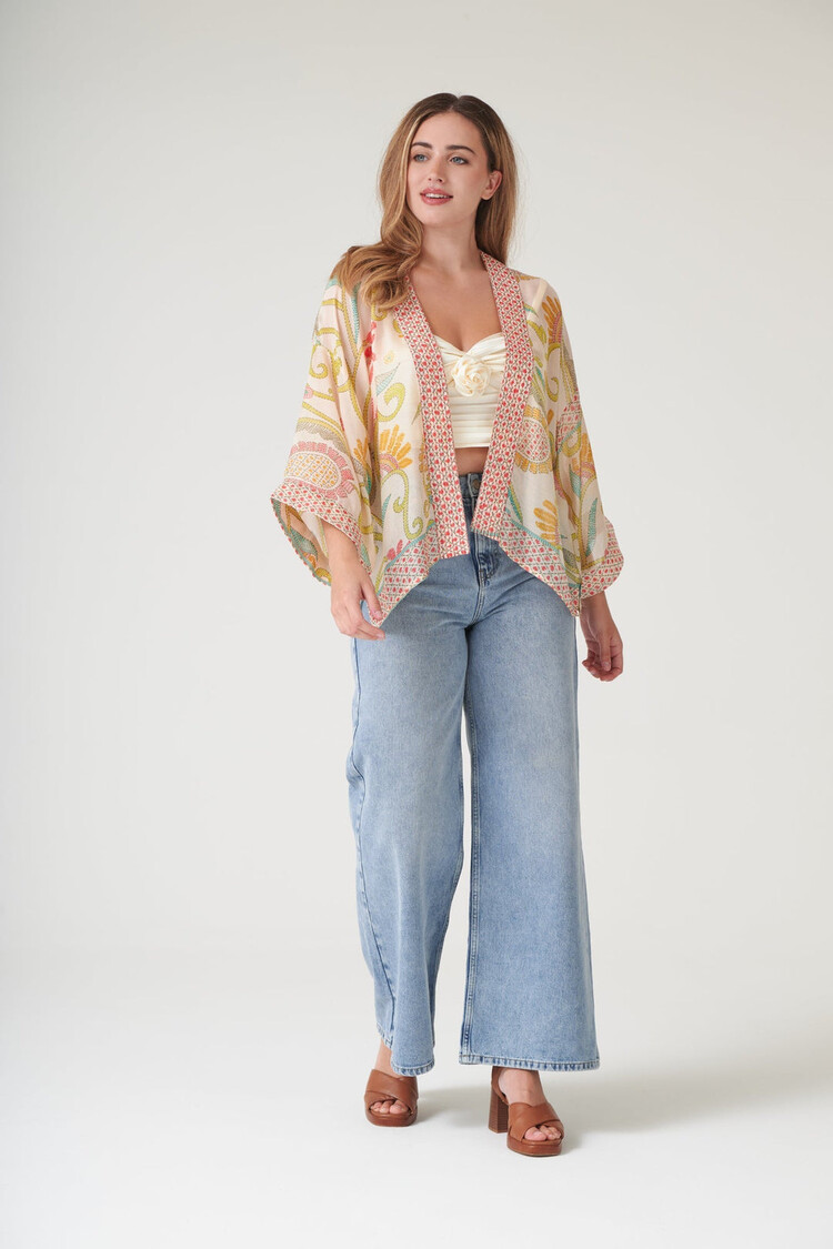 One Hundred Stars Kimono Giant Kantha Lime One Hundred Stars