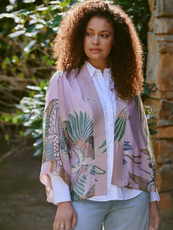 One Hundred Stars Kimono Crane Plaster Pink