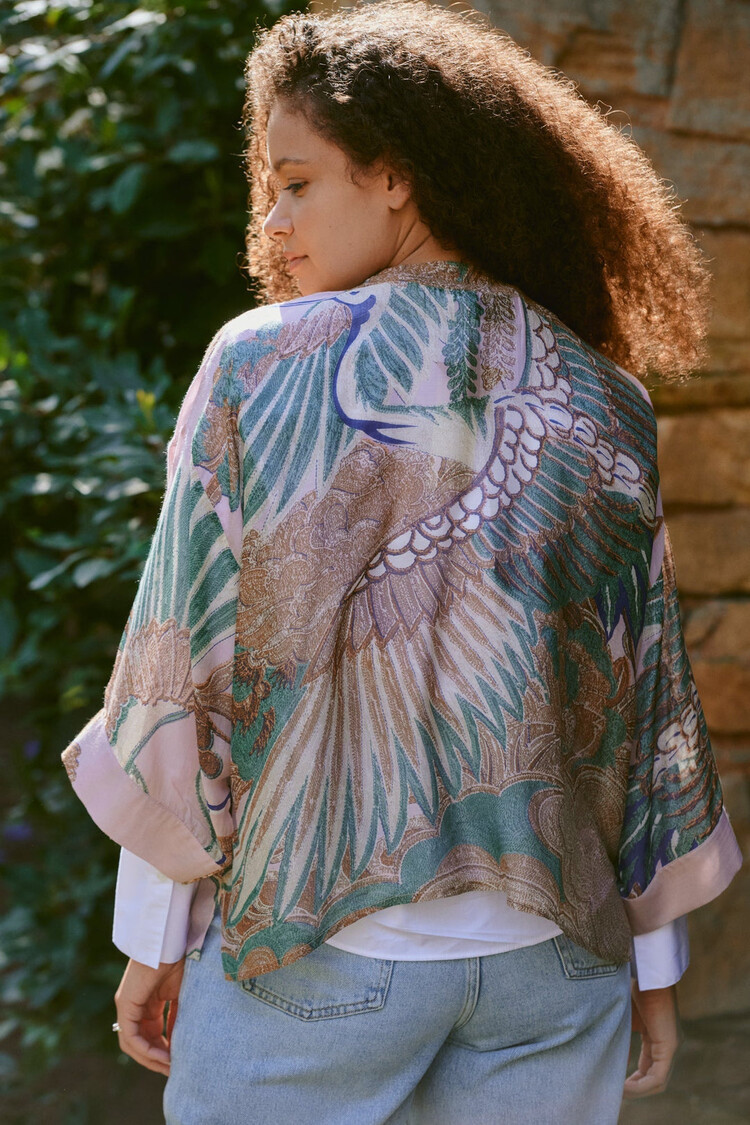 One Hundred Stars Kimono Crane Plaster Pink One Hundred Stars