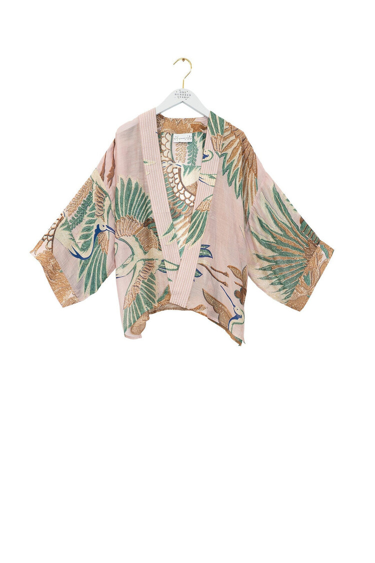 One Hundred Stars Kimono Crane Plaster Pink One Hundred Stars