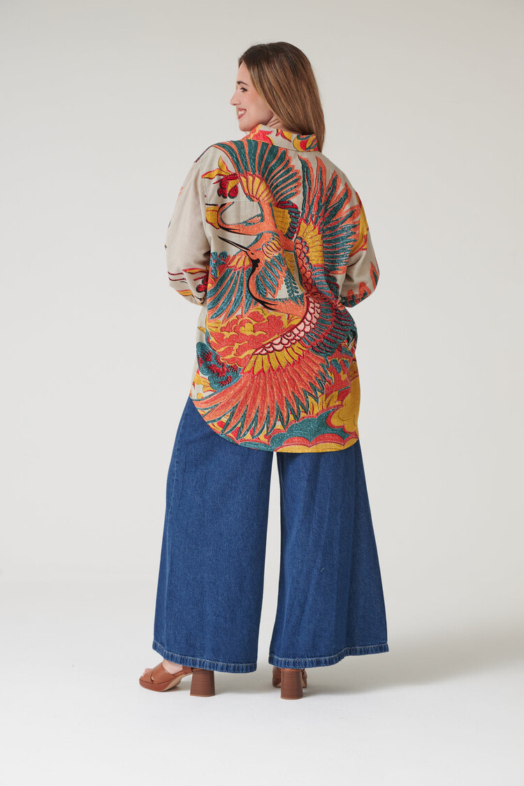 One Hundred Stars Oversized Shirt Crane StoneOne Hundred Stars