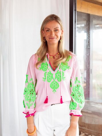 Place du Soleil Blouse S26-309 roze / groen