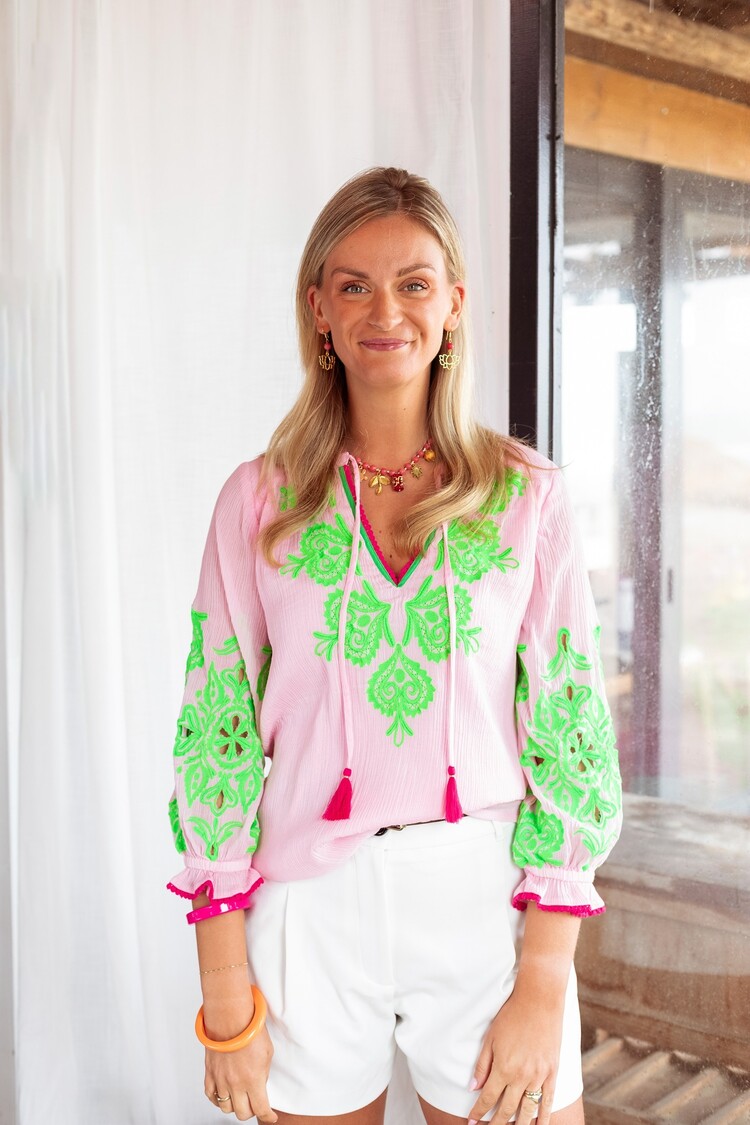 Place du Soleil Blouse S26-309 roze / groen Place du Soleil