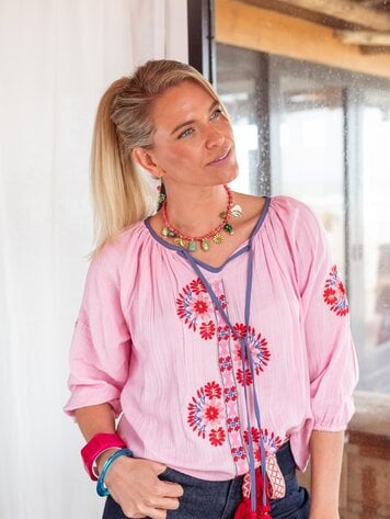 Place du Soleil Blouse S26-456 roze