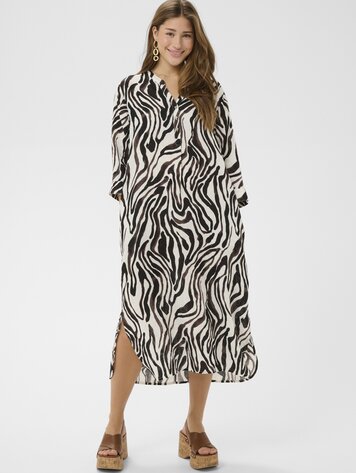Cream Bellis caftan dress black white animal